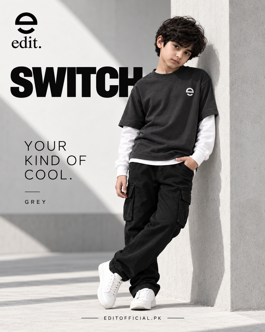 Switch Shirt | Kids’ Layered Long-Sleeve Tee | Charcoal Grey - product image 1